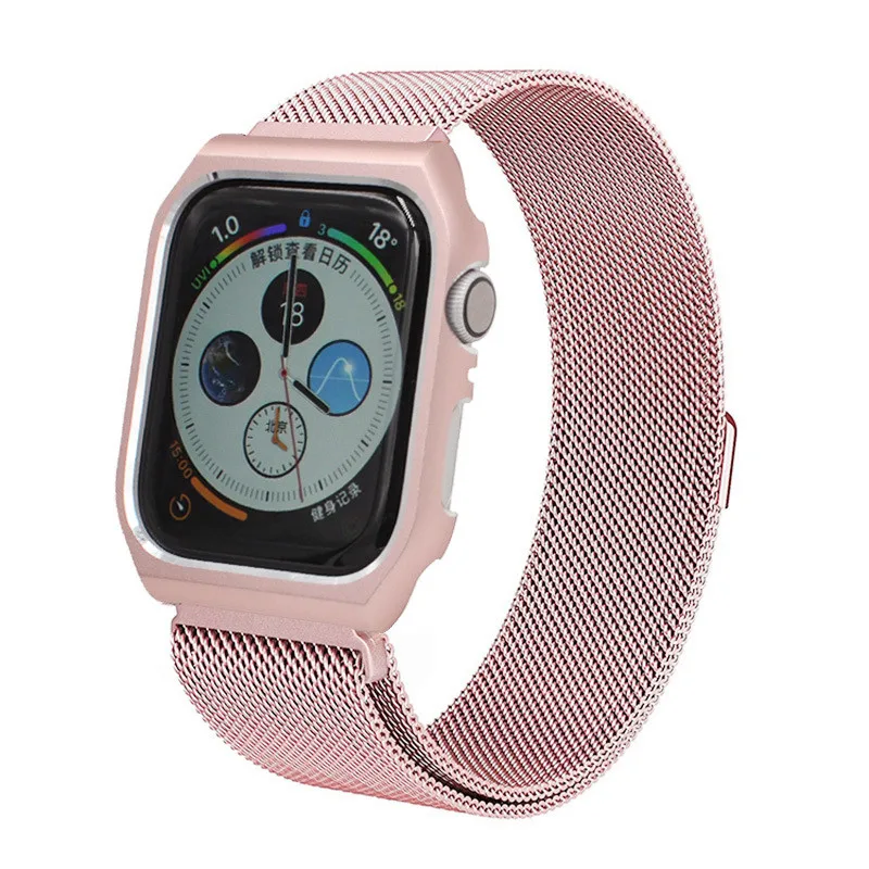 Milanese Loop band + case for Apple Watch 44mm 40mm Stainless Steel strap bracelet iwatch series 4 bands | Наручные часы