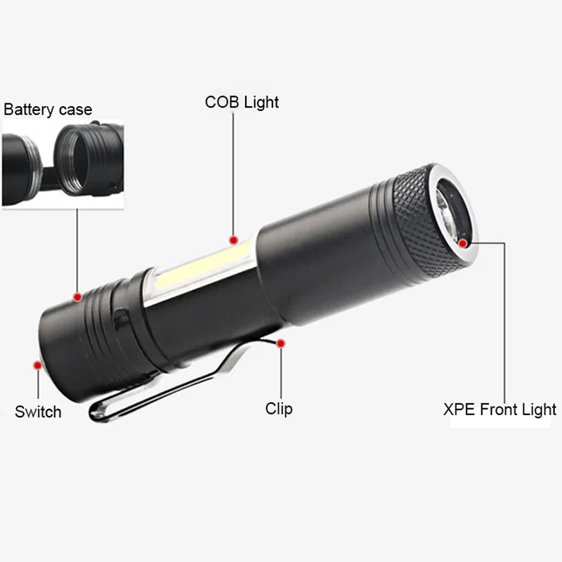 Super Mini COB XPE Led Flashlight 4 Modes Torch bright EDC Light for Camping Gift AA Flashlights(Not Include Battery) | Освещение