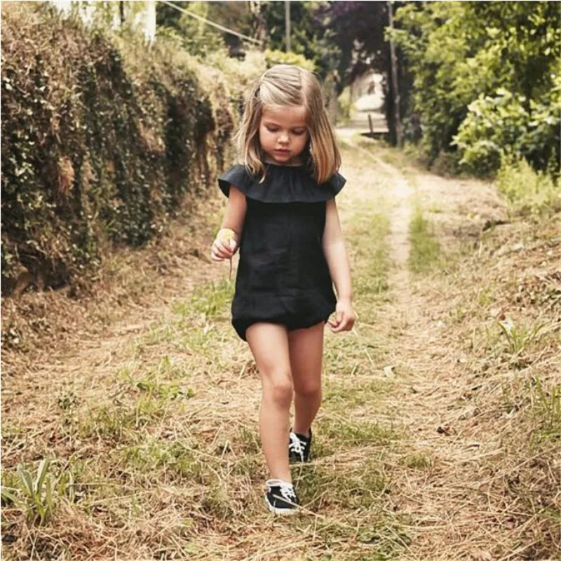 Emmababy От 0 до 5 лет летние дети девушка моды Черный боди Обувь для девочек Playsuit цельный дети боди Костюмы Перевозка груза падения
