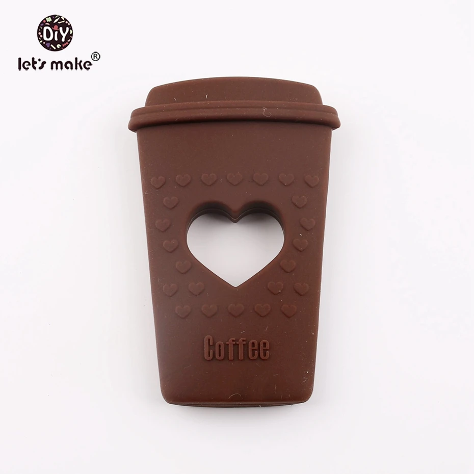 

Let's make DIY Nursing Pendants Baby Shower Gift Silicone Teethers Brown Coffee Cup Shape Charms Jewelry Making Baby Teether