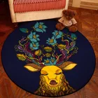 Круглый ковер 6080 см, мягкие Противоскользящие коврики с принтом цветов и оленей, коврик для компьютерного стула, Домашний Декоративный Напольный коврик для детской комнаты