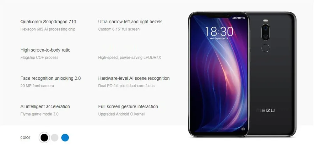 Meizu X8 Global Vesion, 4 ГБ, 64 ГБ, 4G, LTE, Смартфон Snapdragon 710, четыре ядра, 6,15 дюймов, МП и МП, двойная задняя камера, gps телефон