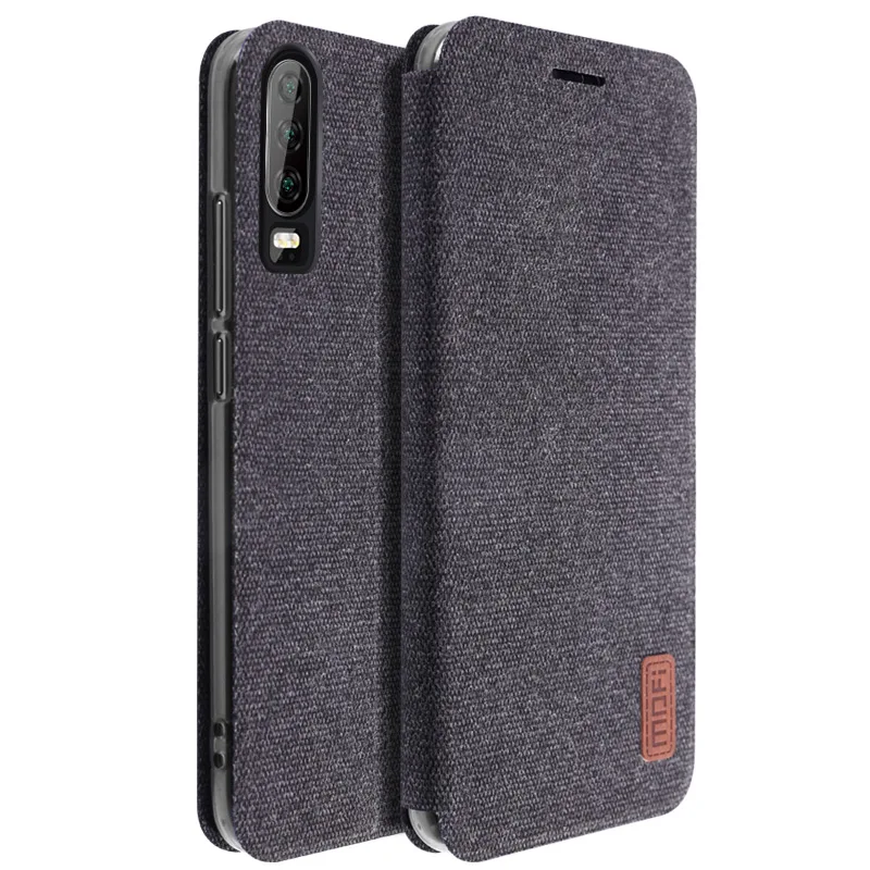 black Для huawei p30 pro чехол MOFI P30 lite тканевый флип-чехол для huawei p30 полный Чехол флип-чехол P30Pro Мягкий силиконовый чехол - Цвет: black
