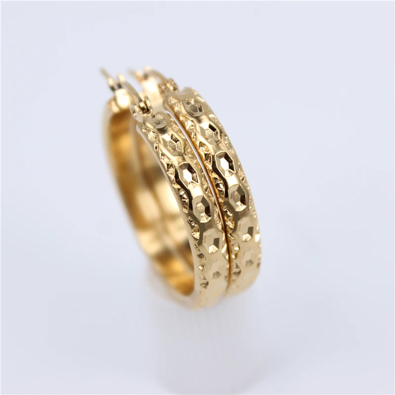 gold color 28mm Панк модные ювелирные изделия из нержавеющей стали большие серьги-кольца для женщин леди большие геометрические массивные серьги-кольца Подарки LH717 - Окраска металла: gold color 28mm