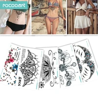 bc 5 sheets trendy women chest back temporary tattoo large flower shoulder arm sternum tatoo sexy henna body paint taty