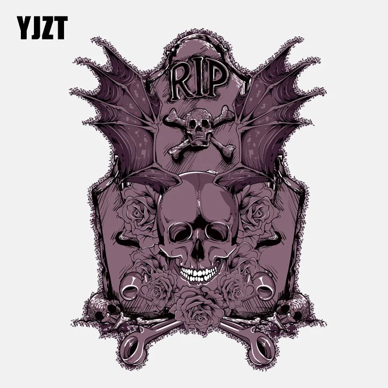 YJZT 11 см * 14 6 Φ RIP Rose Skull Head Decal Accessories 2551|Наклейки на автомобиль| |