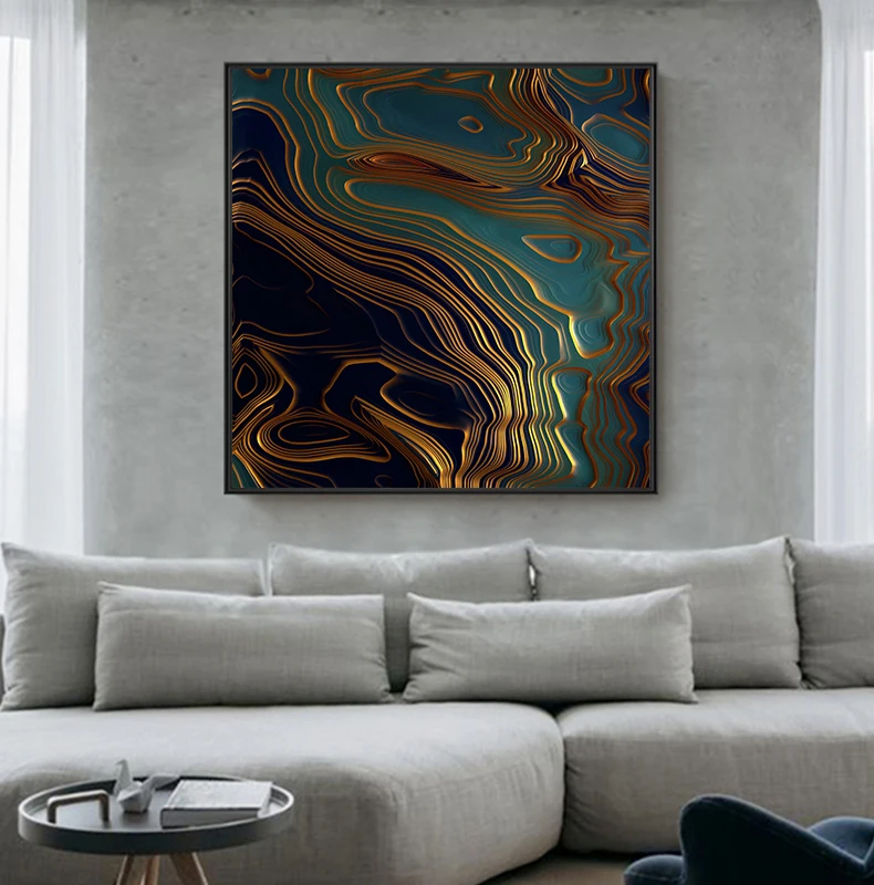 Abstract Gold Foil Canvas Painting Modern Poster Print for Living Room Bedroom Pop Art Decor Fashion Red Green Wall Art Pictures