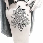 Водостойкая Временная тату-наклейка, роза, цветок, треугольник, искусственная тату флэш-тату, большие наклейки, художественные татуировки для девочек, женщин и мужчин