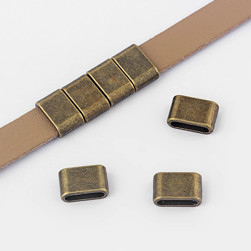 30 шт. кожаный шнур 10*2 мм|slider spacers beads|slider spacerantique bronze |
