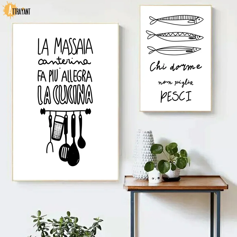 Черно белая ложка китайская пословица Apple Настенная живопись на холсте