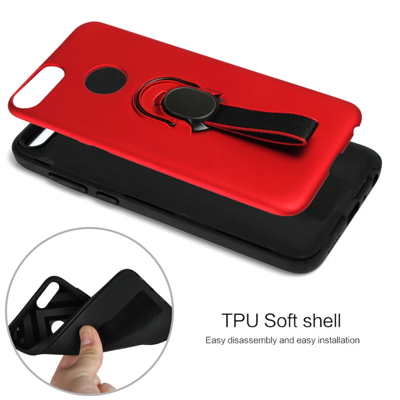 2 in 1 Hard PC+Soft TPU Plastic Case Cover Funda Magnetic Finger Ring Holder Mount for HUAWEI Y6 Prime Y7 Pro 2018 Honor 7C 7A |