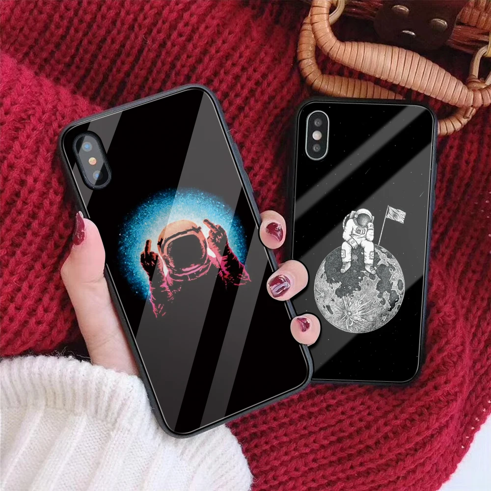 Роскошные DIY для iphone 7 8X10 Plus 6s 6 Капа пользовательский космический астронавт чехол из закаленного стекла для телефона для iphone 11 Pro XS чехол для MAX XR