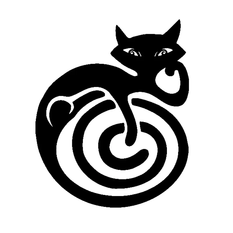 

12.6cm*15.4cm Cartoon Cat Fashion Car-Styling Car Sticker Vinyl Black/Silver S3-5775