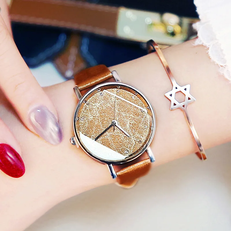 LSVTR Модные Простые Однотонная одежда Для женщин кварцевые часы Роскошные Rhinestone