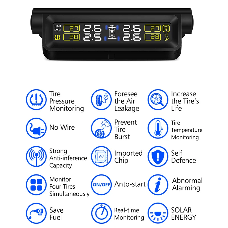 T680-TL умная Автомобильная TPMS система мониторинга давления в шинах Солнечная