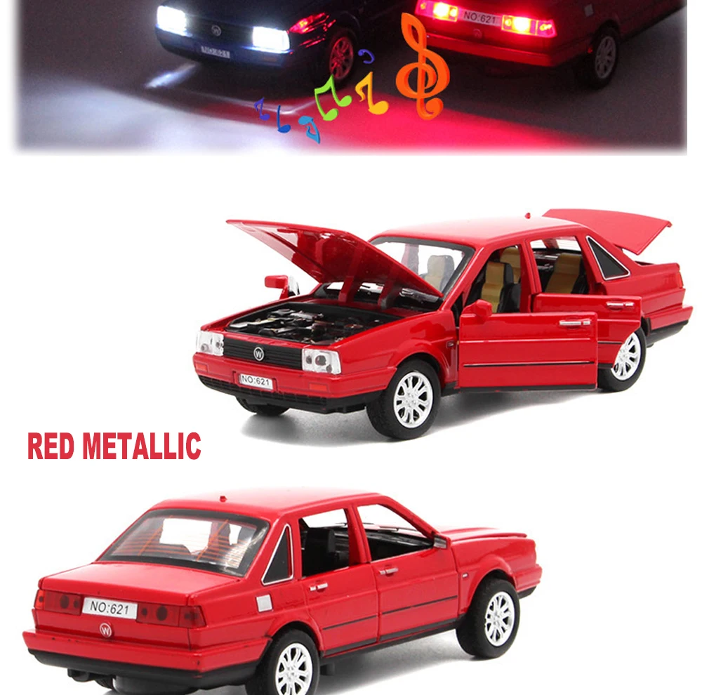 1:32 VW Santana литая под давлением модель, металлический автомобиль для мальчика, детский подарок с функцией оттягивания/музыка/светильник/с открывающимися дверцами