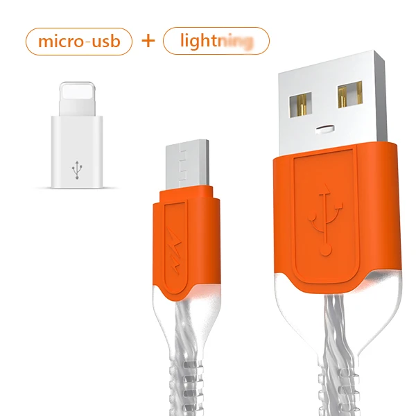 1 м Быстрая зарядка usb-кабель светящийся кабель для передачи данных MicoType C зарядное устройство Шнур для iPhone X XS MAX XR 8 7 6s Plus 5 кабели для мобильных телефонов - Цвет: Micro usb - Type C