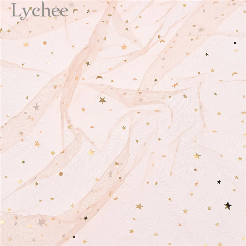 2 Lychee 50 см x 150 см Звезда Луна марлевая ткань высокого качества сетчатая ткань для шитья Ткань DIY материалы для вечернего платья - Цвет: 2