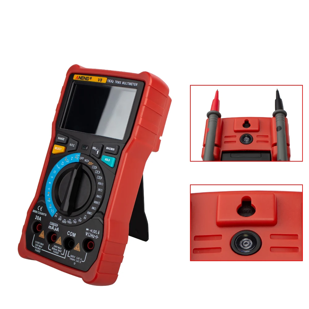 V8 True RMS Digital Multimeter Auto Range 8000 Counts Display V.F.C Inverter Measurement Analog Bar Graph Wire Power Meter teste |