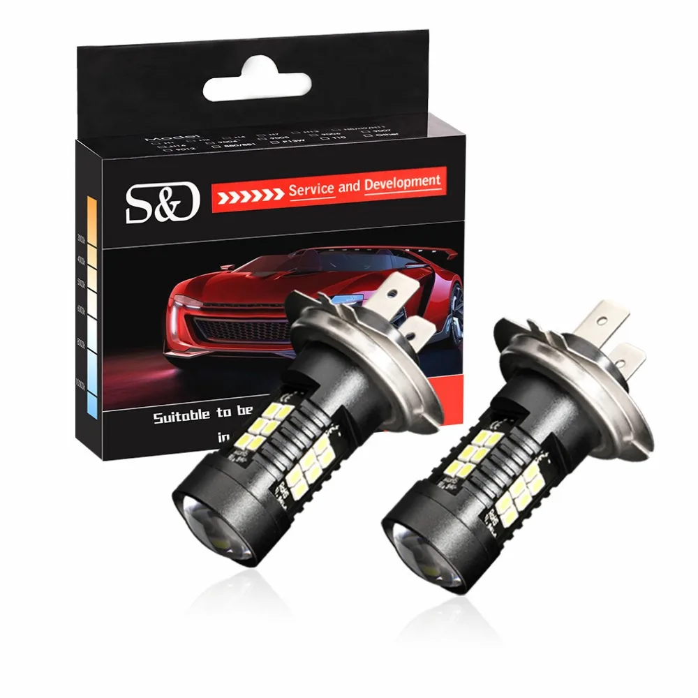 2pcs Fog Light H7 LED 1200Lm Car Lights Auto Bulbs 21SMD 3030 White Daytime Running DRL 6000K 12V Driving Lamps | Автомобили и