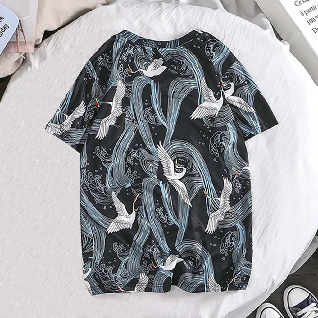 2019 Ранняя весна лето оверсайз японский счастливый кран вышивка рубашка