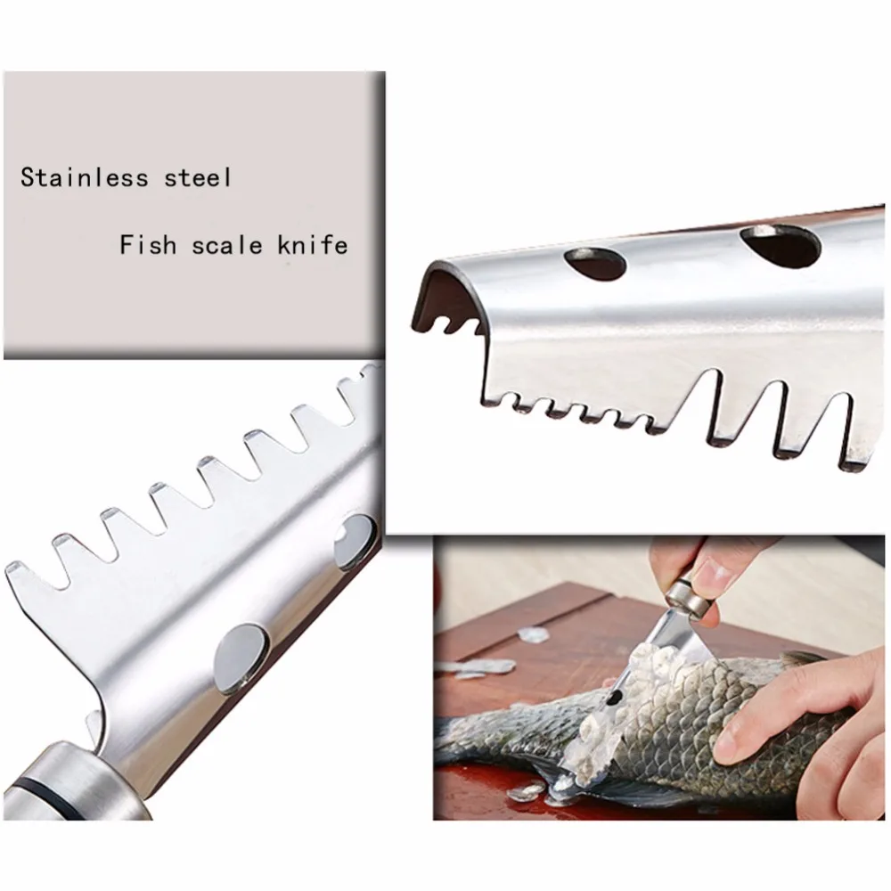 Stainless Steel Fish Scraper Knife Tools Skin Scaler Brush Cleaner Peelers Cooking High Quality B209 | Дом и сад