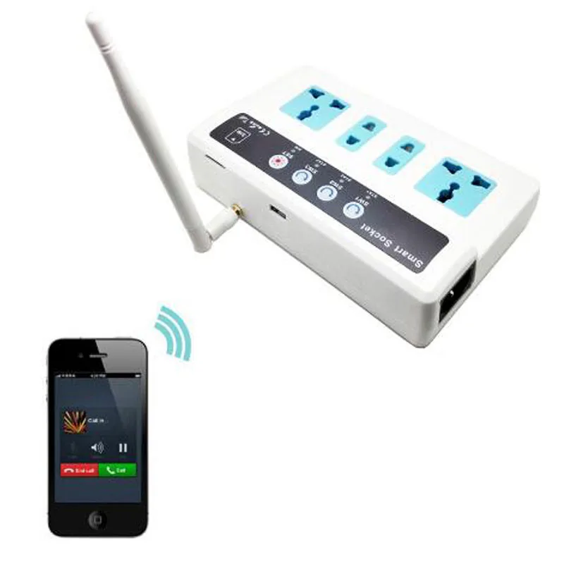 GSM Smart Switch с 4 гнездом питания дистанционное управление по SMS вызова для бытовой