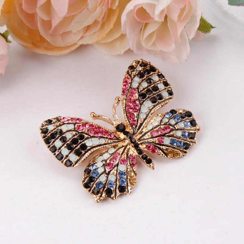 Разноцветная брошь бабочка разноцветные броши с кристаллами для женщин женский