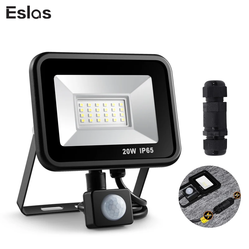 

Eslas Led Floodlight 10W 20W Outdoor Spotlight With Motion Sensor AC 220V 240V Waterproof Garage Lamp for Wall light