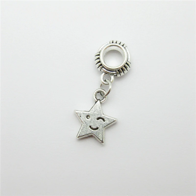 

New 20pcs Star Charm Big Hole Bead European Pendant Fit For Pandora Style Bracelets Necklace DIY Metal Jewelry Making