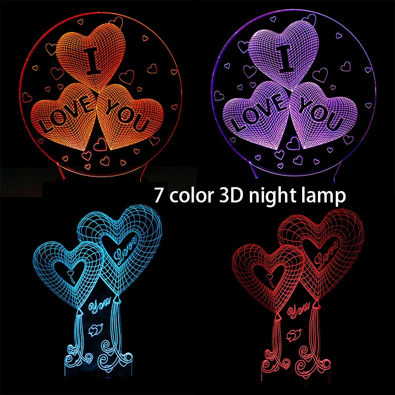 Я люблю тебя 3D Сладкий Любовник Сердце ночные светильники Led USB лампа