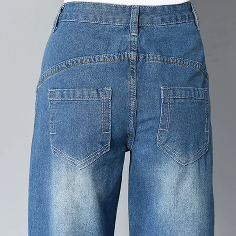 PLAMTEE/корейские джинсы с высокой талией женские Джинсы бойфренда свободные