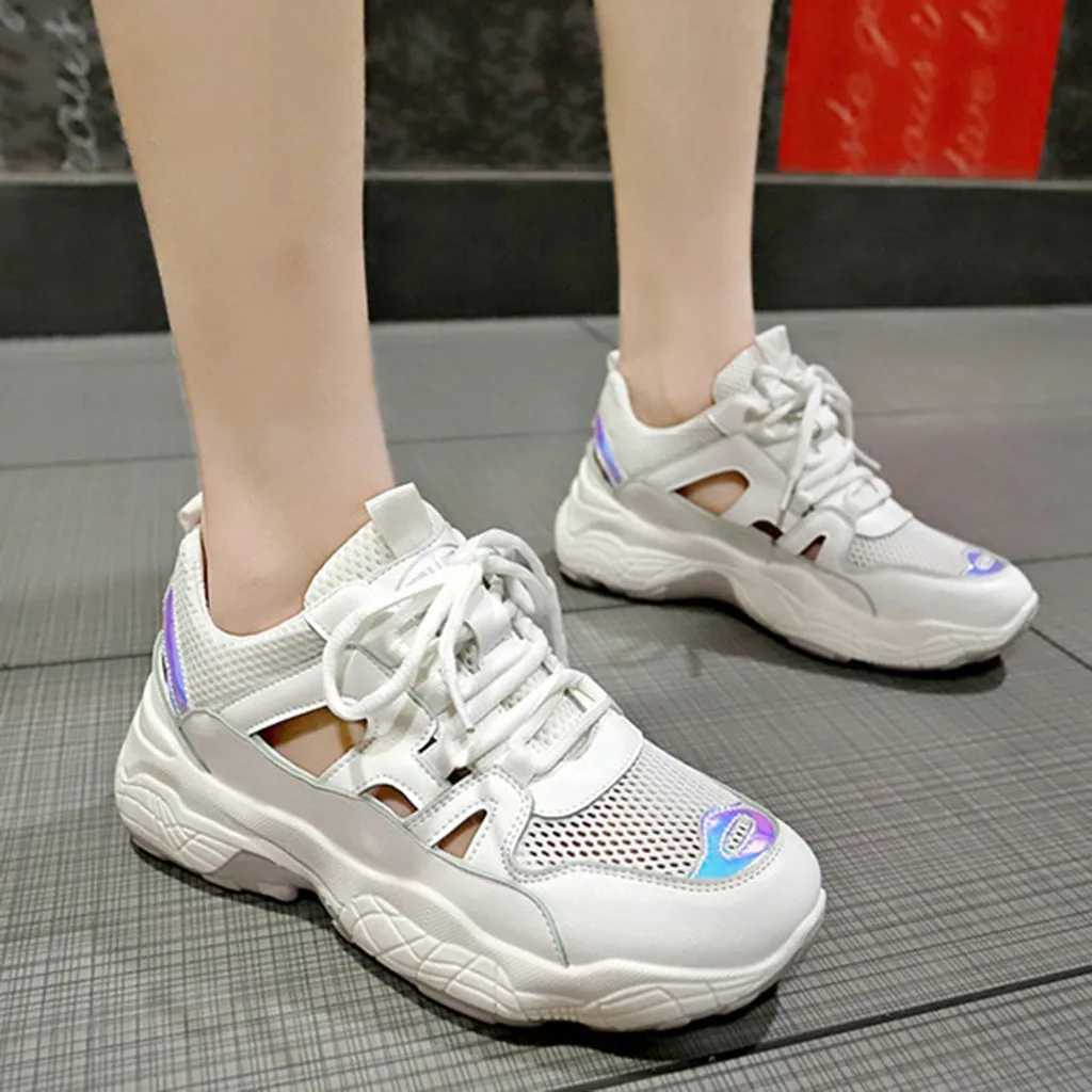 Женские кроссовки на шнурках модные спортивные уличные летние белые zapatos de mujer # G35