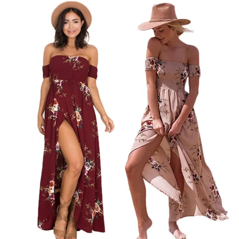 Wuhaobo длинное сексуальное платье без бретелек с принтом на резинке пляжное 2020