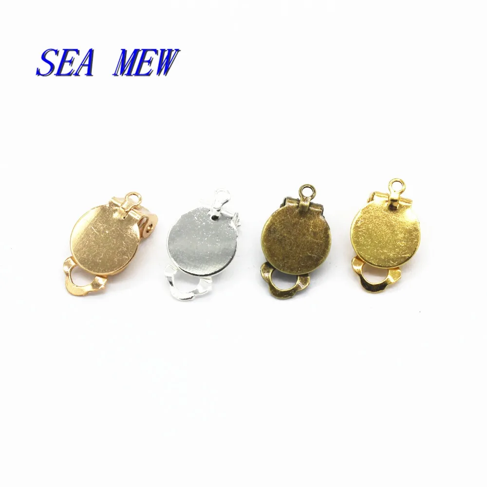 SEA MEW, 100 шт, 10 мм, железные клипсы для ушей для женщин, не пирсинг, серьга в виде клипсы, проволока для ушей, крючки, фурнитура для изготовления ювелирных изделий