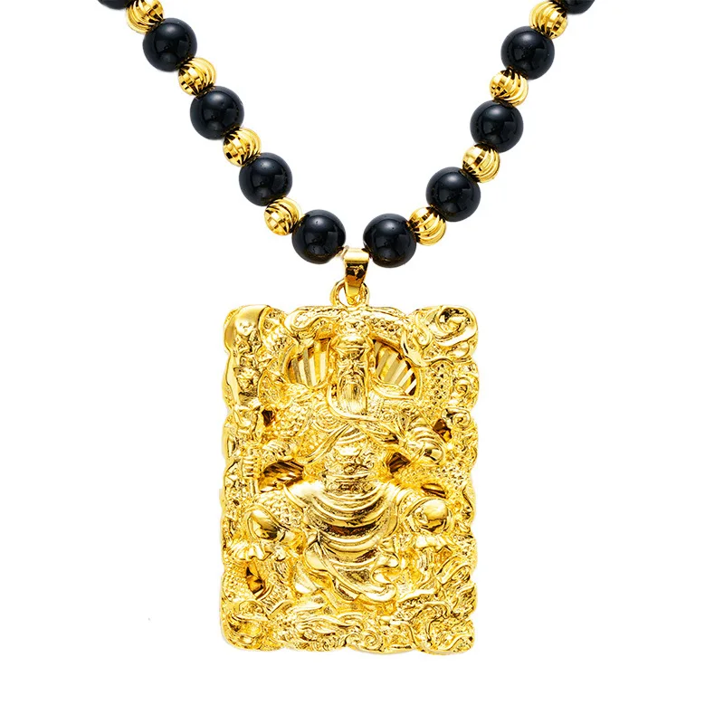 MHXFC Wholesale European Fashion Man Male Party Wedding Gift Dragon GUANYIN Rectangle Real 18KT Gold Pendant Necklace NL161 | Украшения и