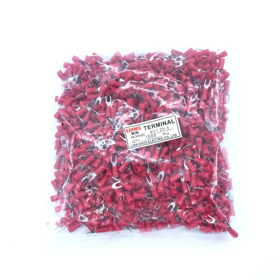 SV1.25-3 1000 шт./упак. Красный изолированный соединитель клеммных колодок с разъемом