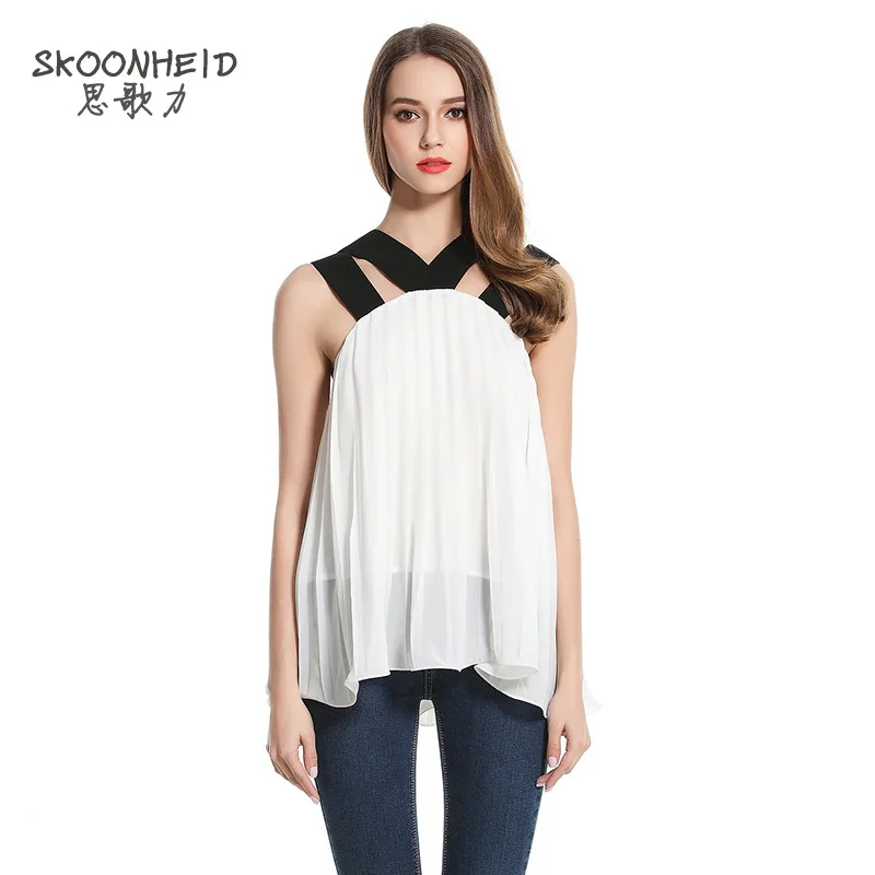 Новая коллекция весна и лето 2017 блузки тонкие нерегулярные все матч Без Бретелек