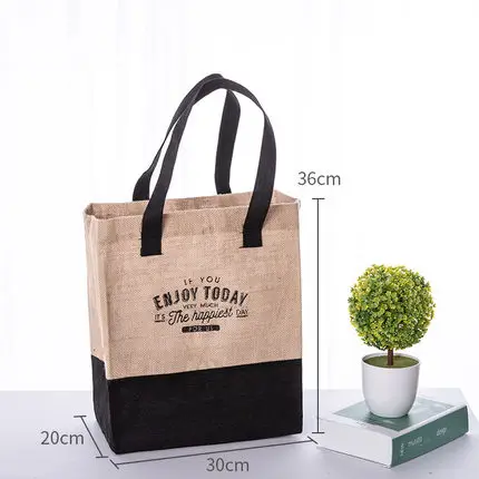 Высокое качество, винтажная квадратная сумка, Джутовая сумка для хранения, хозяйственная сумка, сумка на плечо, сумка-тоут