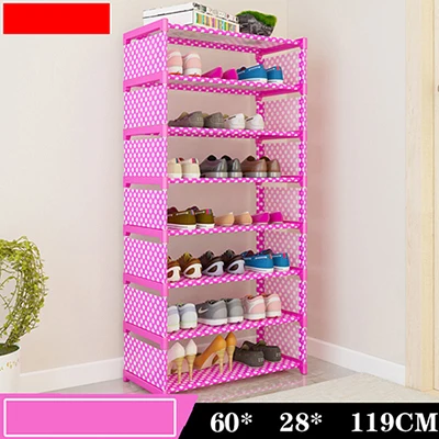 8 layers pink Бытовая стойка для обуви, простая многослойная полка для обуви, хранение с максимальным использованием полезной площади, шкафчик для обуви - Цвет: 8 layers pink