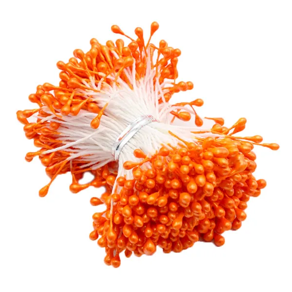 Orange 288 шт, 3 мм, разные цвета, жемчужный цветок, stamen pistil, украшение для торта, сделай сам, Двойные головки, C1101 - Цвет: Orange