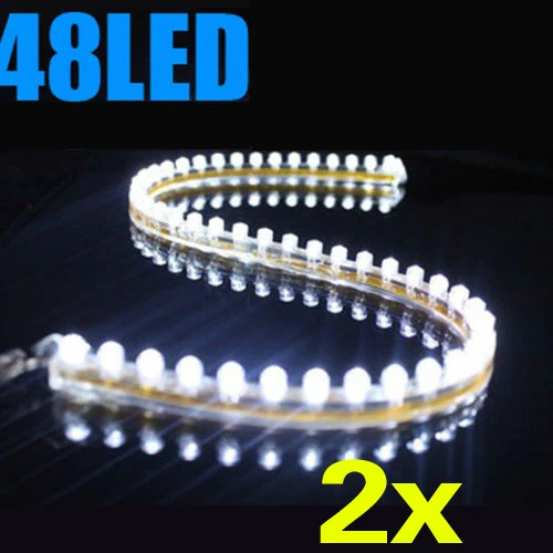 2X Белый 48 см SMD светодиодный светильник для автомобиля под неоновой гибкой