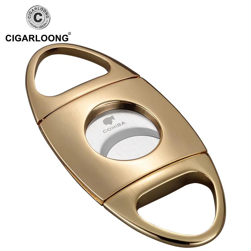 

COHIBA Cigar cutter metal stainless steel cigar scissors portable double edge CC-114