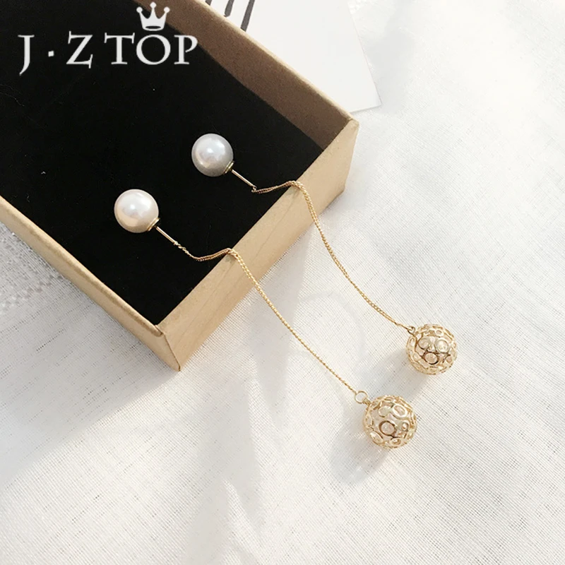 JZTOP изысканные серьги подвески с искусственным жемчугом из циркония женские