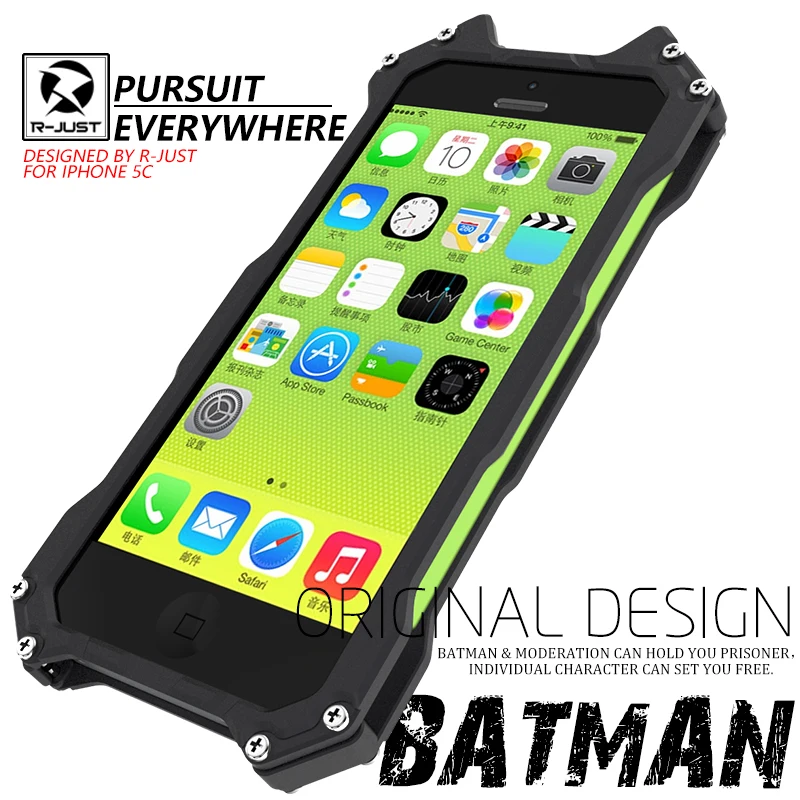 R-just Metal Aluminum Frame + Back cover Batman Phone Cases for iPhone 5C 2016 Newest Design Cool Gift Case Cover Kid |