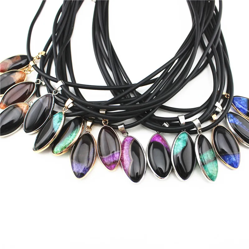 New Design Alloy Plated Agates Necklaces for Women Choker Water Drop Natural Stone Pendants Statement Necklace Men Jewelry | Украшения и