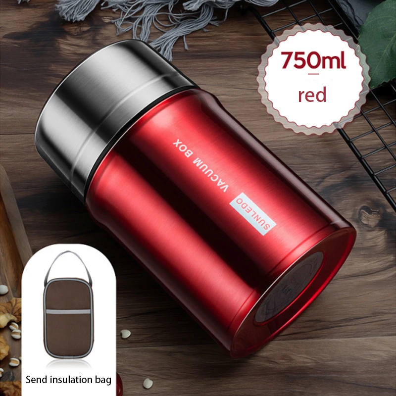 750ml Red 750/1000 мл Термос-контейнер термос для еды долговечная изоляция термо из нержавеющей стали для детей, взрослых, школы, офиса Ланчбокс - Цвет: 750ml Red