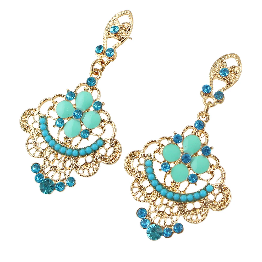 Этническая Стиль ювелирных изделий Цвет длинные Висячие серьги выдалбливают