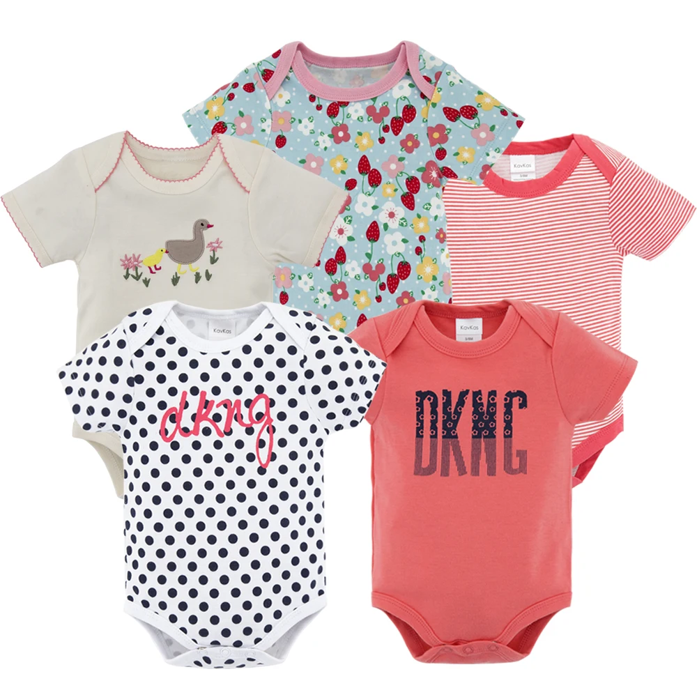 HY21072166 Kavkas Детские боди из хлопка, комбинезон для младенцев с короткими рукавами, Одежда для новорожденных, 5 шт./партия, летняя одежда для маленьких девочек и мальчиков, Roupa de - Цвет: HY21072166