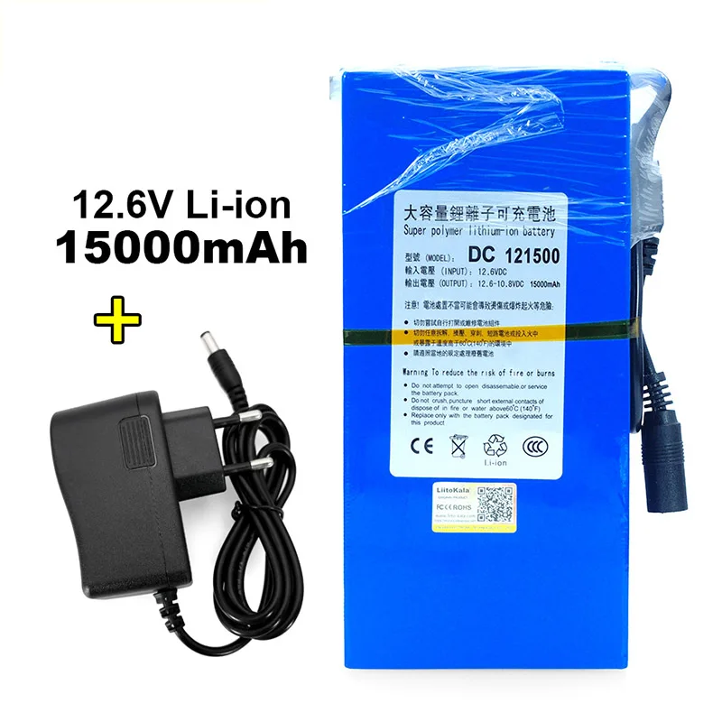 LiitoKala Универсальный 12 V/11,1 V литий-ионный аккумулятор емкостью 20000mAh 15000mAh 9800 mAh, 12,6 V Полимерные литий-ионные аккумуляторы